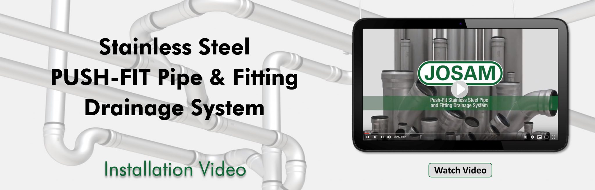 Stainless Steel PushFit pipes and fitting drainage system