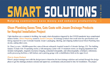 Josam’s Labor-Saving Drainage Products featured in MCAA Smart Solutions article